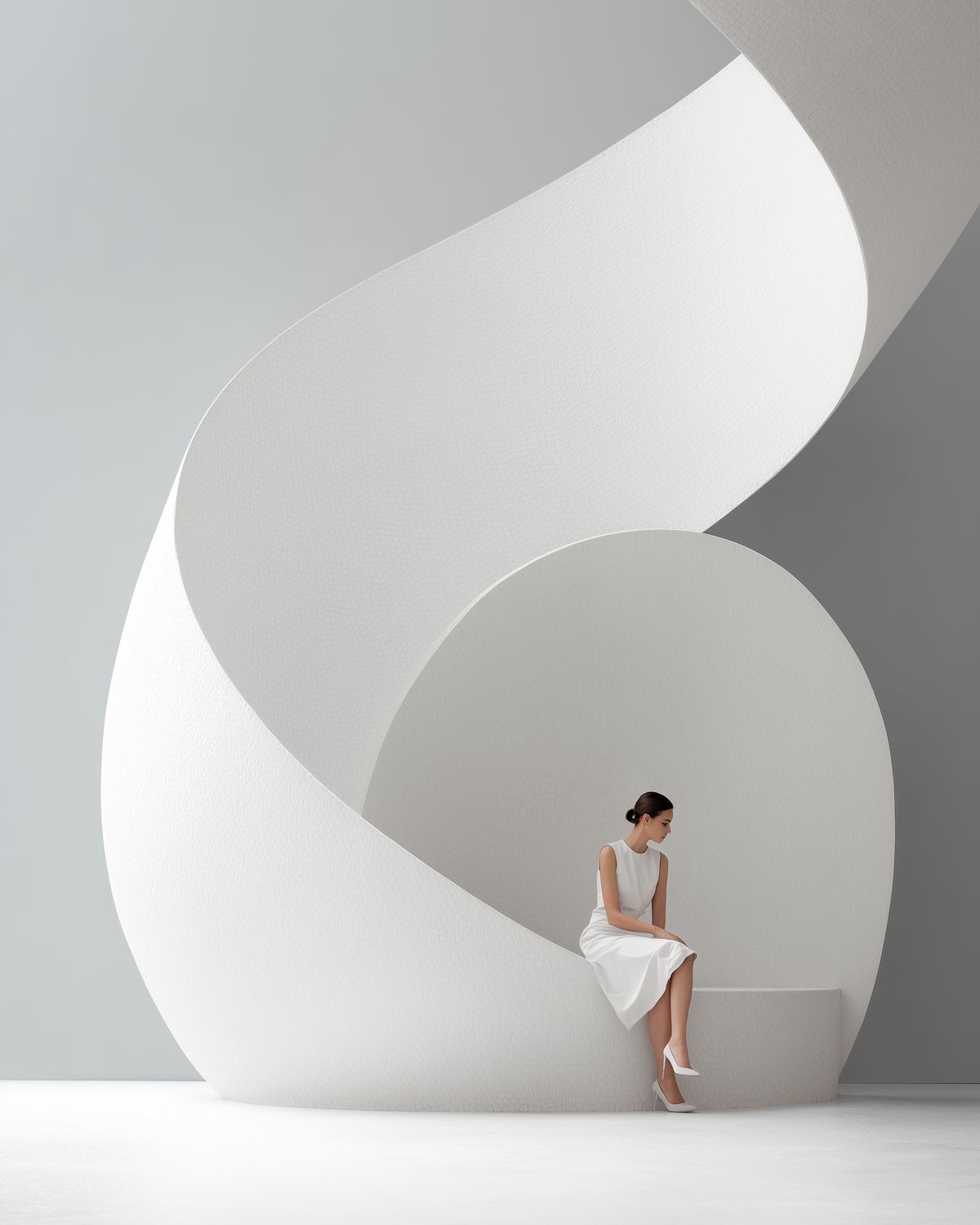 Minimal white skincare gallery installation