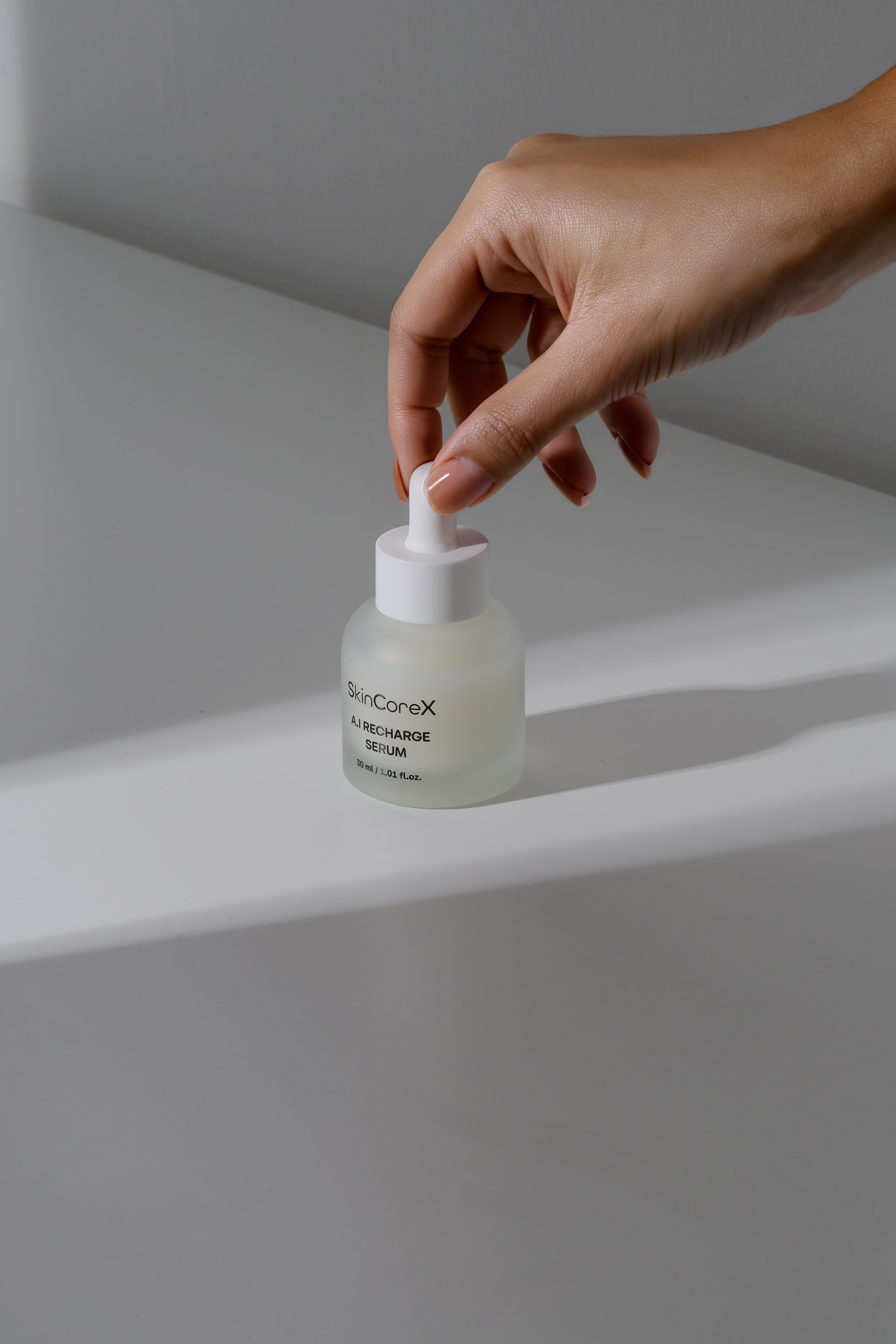 SkinCoreX A.I Recharge Serum campaign visual